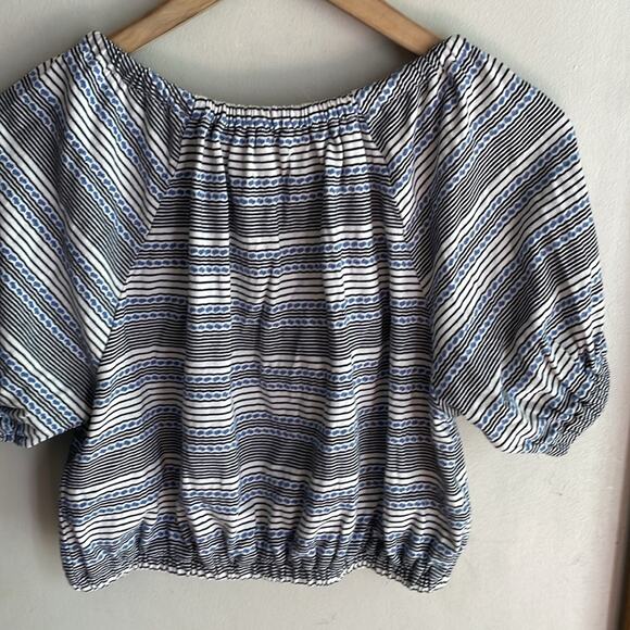 Madewell Jacquard Keyhole Crop Top in Stripe Tranquil Ocean - Picture 10 of 15